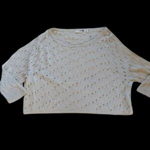 ---  Beige Pointelle Sweater Size Medium